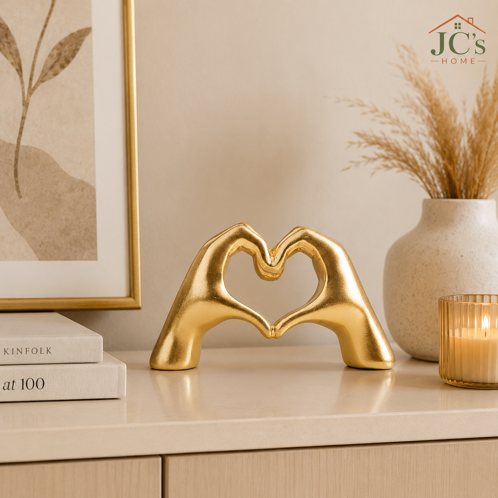 Gold Heart Hands Decorative Sculpture