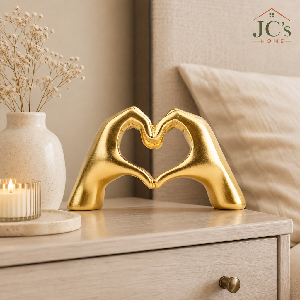 Gold Heart Hands Decorative Sculpture
