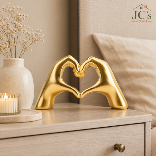 Gold Heart Hands Decorative Sculpture