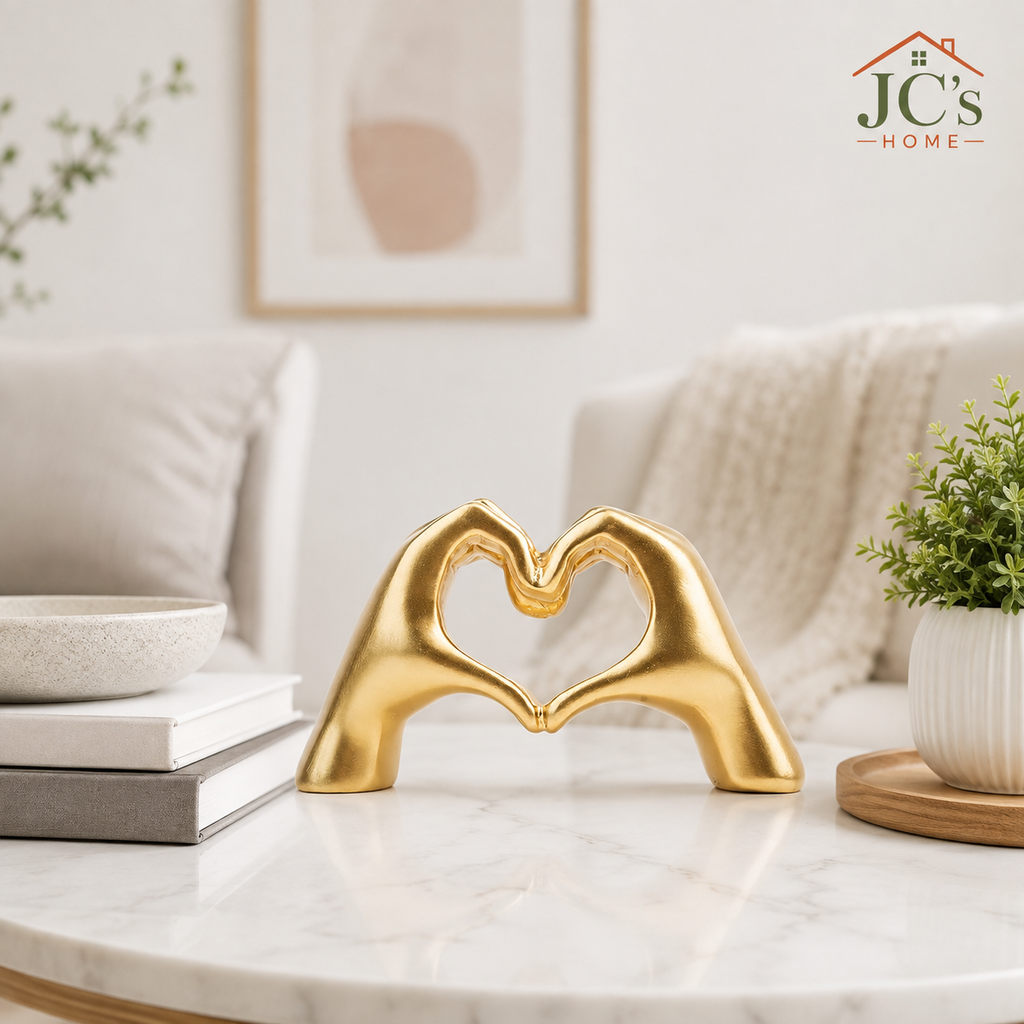 Gold Heart Hands Decorative Sculpture