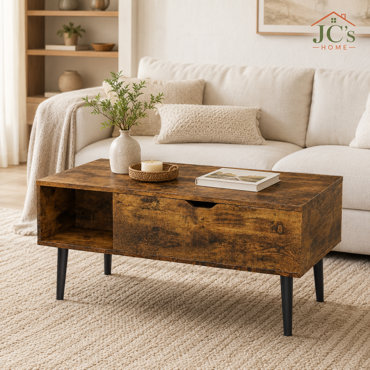 Lift-Top Coffee Table with Hidden Storage