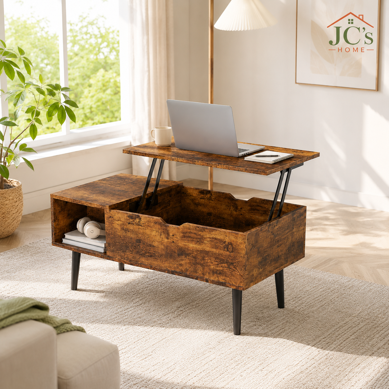 Lift-Top Coffee Table with Hidden Storage